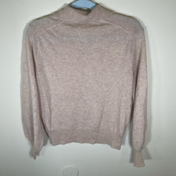 Velvet by Graham & Spencer Marled Light Pink 100% Cashmere Polo Sweater - Picture 3 of 3